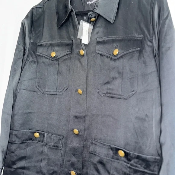 Madewell Double-Faced Satin Safari Jacket  black NWT M - Picture 7 of 10